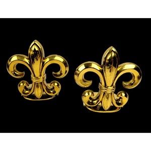 Vintage Set of 2 Brass Bookends Fleur De Lis Solid Brass 7"